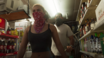 Lucia seen walking through Uncle Jack's Liquor with her unnamed accomplice in Trailer 1.